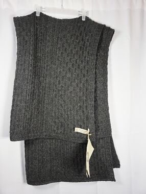 Aran Sweater Market 100% New Wool Dark Gray Throw Blanket 46"x62" NEW
